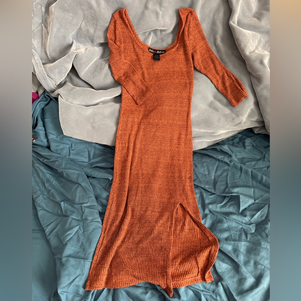 Polly & Esther Burnt Orange Long Sleeve Dress